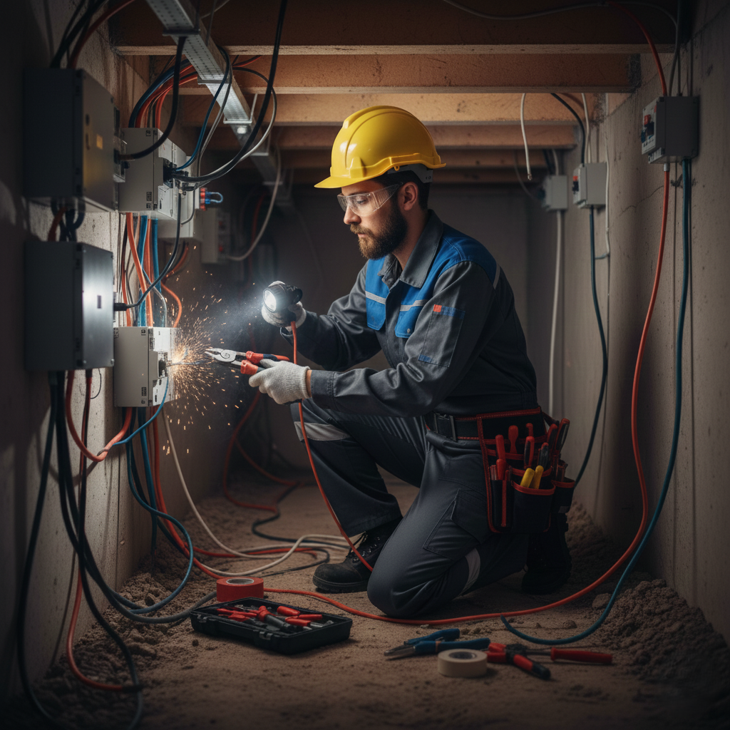 Électricien qualifié à Tanger réalisant un dépannage électrique et des travaux de câblage en toute sécurité