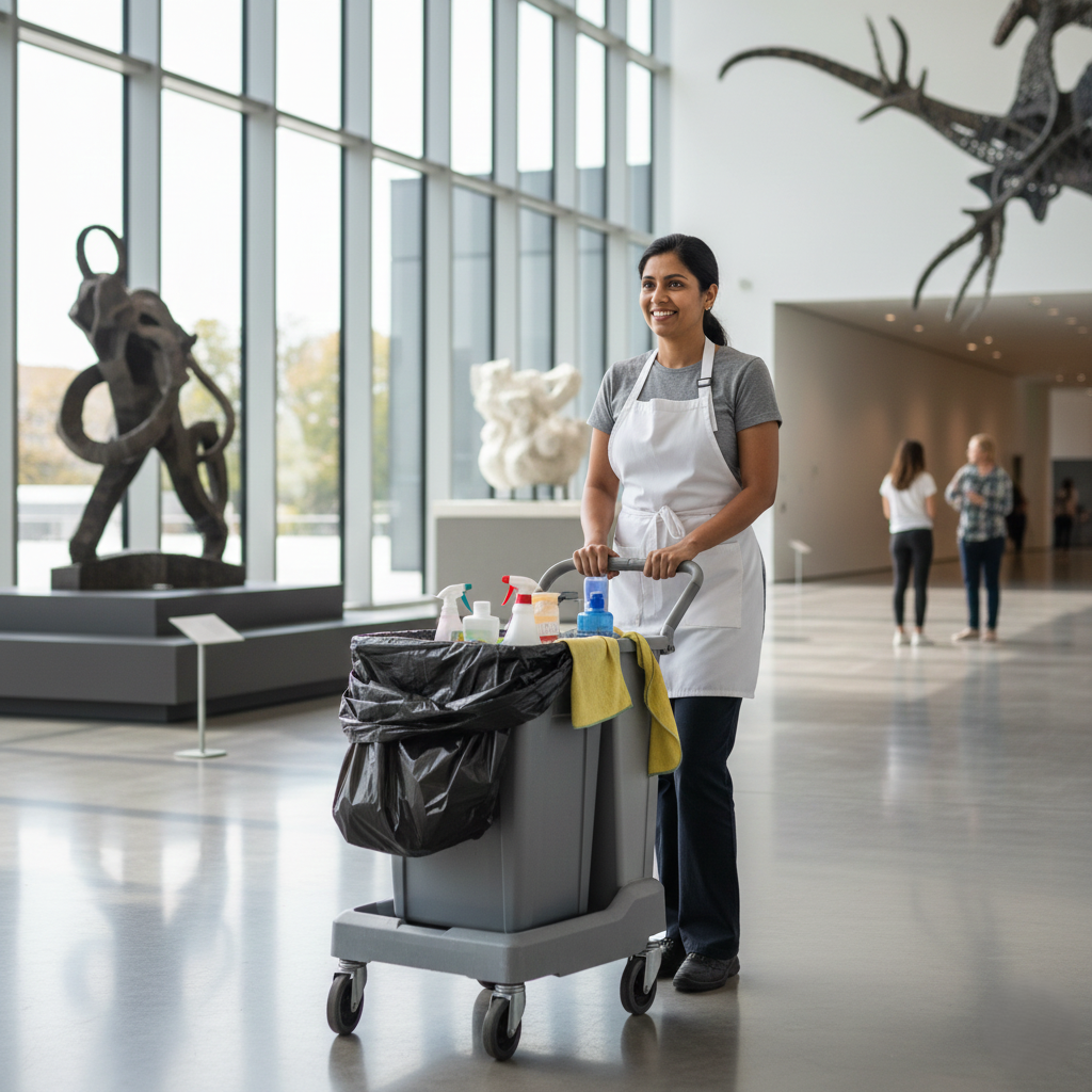 Femme de ménage à Agadir assurant le nettoyage d’un espace professionnel