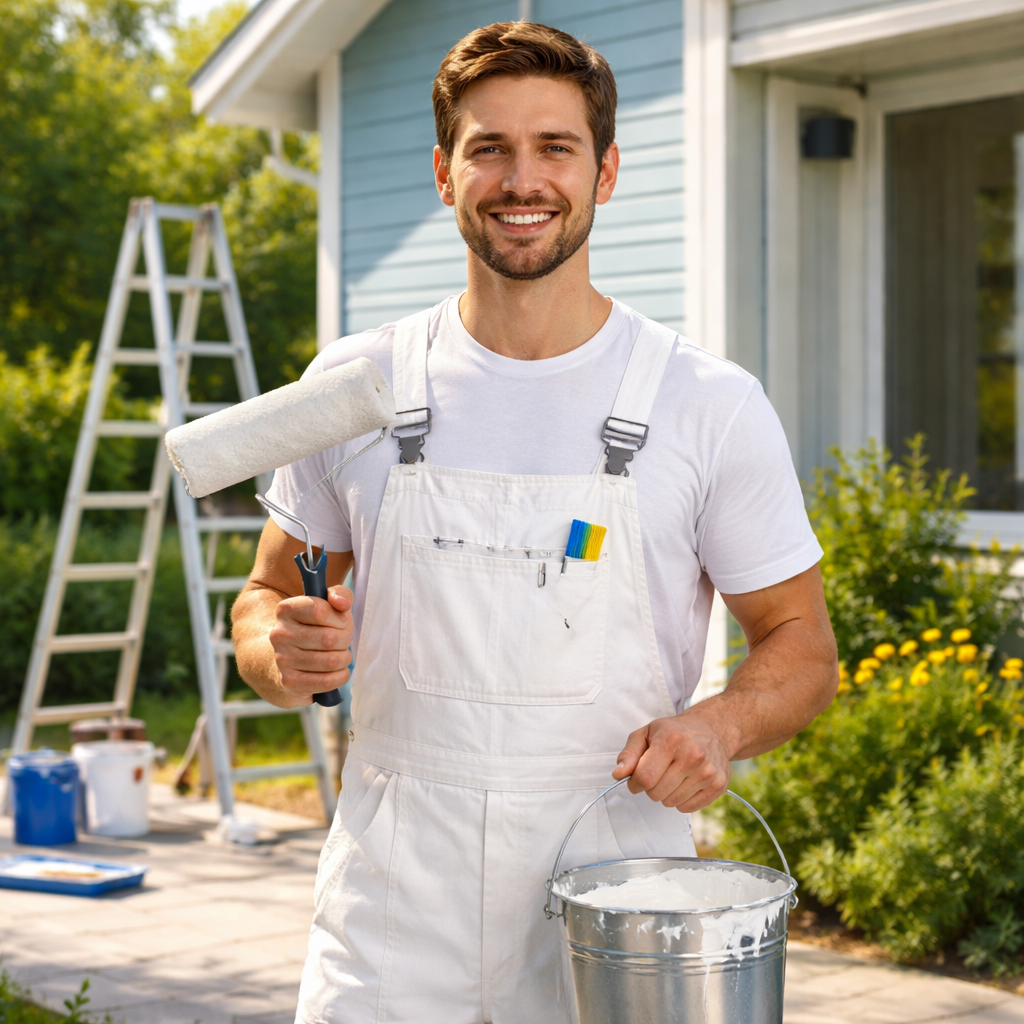 Peintre professionnel à Tanger effectuant des travaux de peinture extérieure