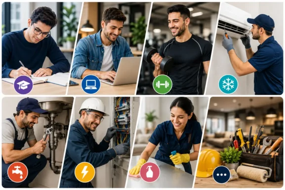 Freelance, professeur particulier, coach sportif, technicien climatisation, plombier et électricien au Maroc