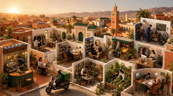 Illustration 3D de différentes idées de projets à lancer au Maroc