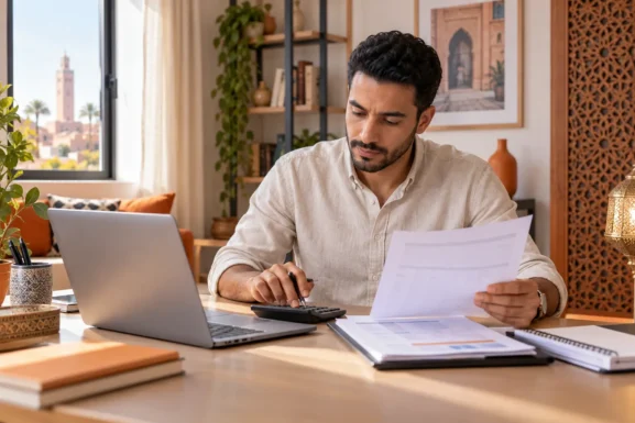 Professionnel marocain préparant un devis de prestation